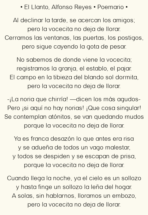 Imagen con el poema El Llanto, por Alfonso Reyes