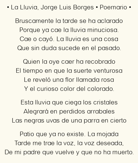 Imagen con el poema La Lluvia, por Jorge Luis Borges
