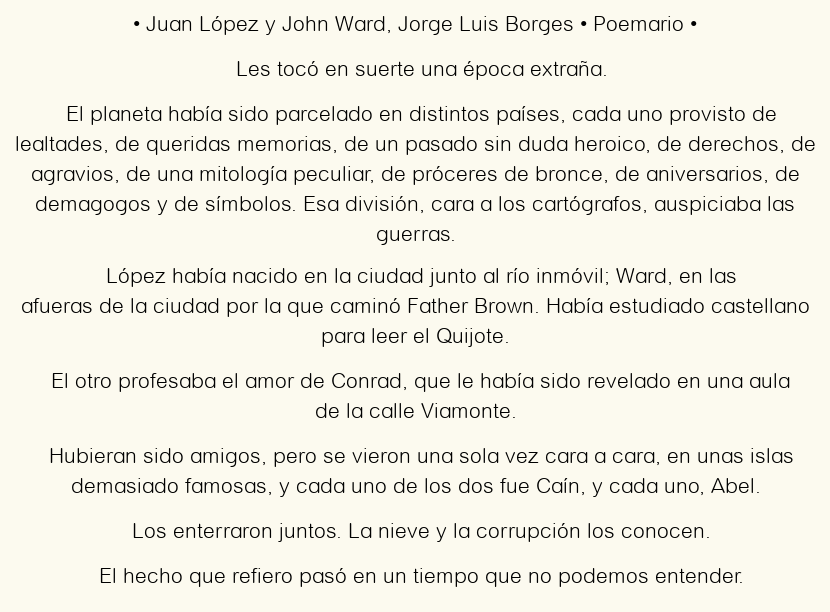 Imagen con el poema Juan López y John Ward, por Jorge Luis Borges