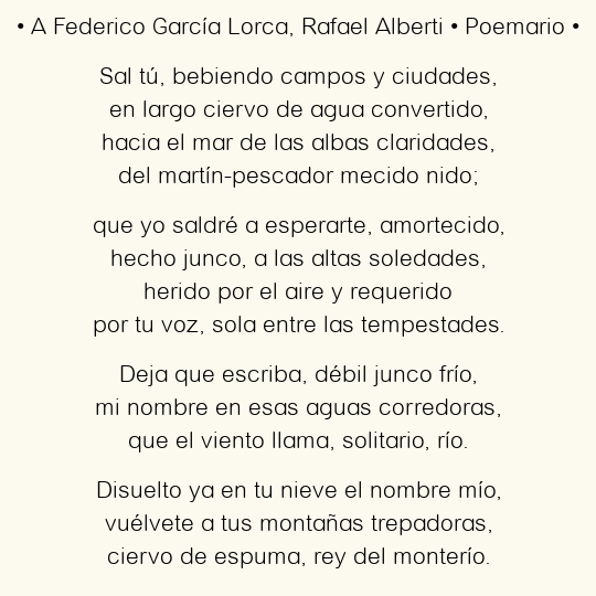 Imagen con el poema A Federico García Lorca, por Rafael Alberti