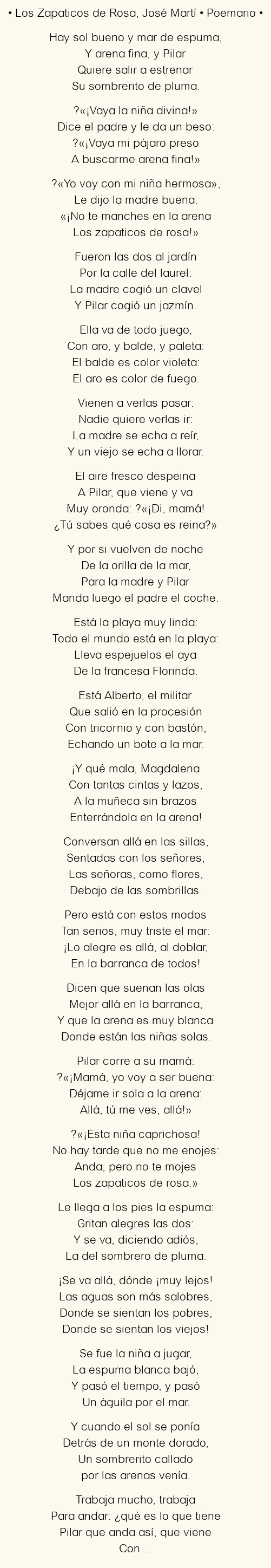 Los Zapaticos de Rosa, por José Martí
