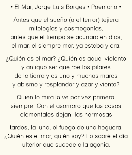 Imagen con el poema El Mar, por Jorge Luis Borges