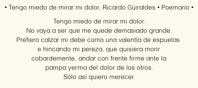 Imagen con el poema Tengo miedo de mirar mi dolor, por Ricardo Güiraldes
