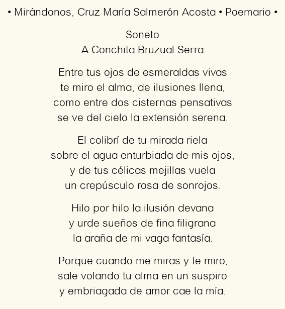 Imagen con el poema Mirándonos, por Cruz María Salmerón Acosta