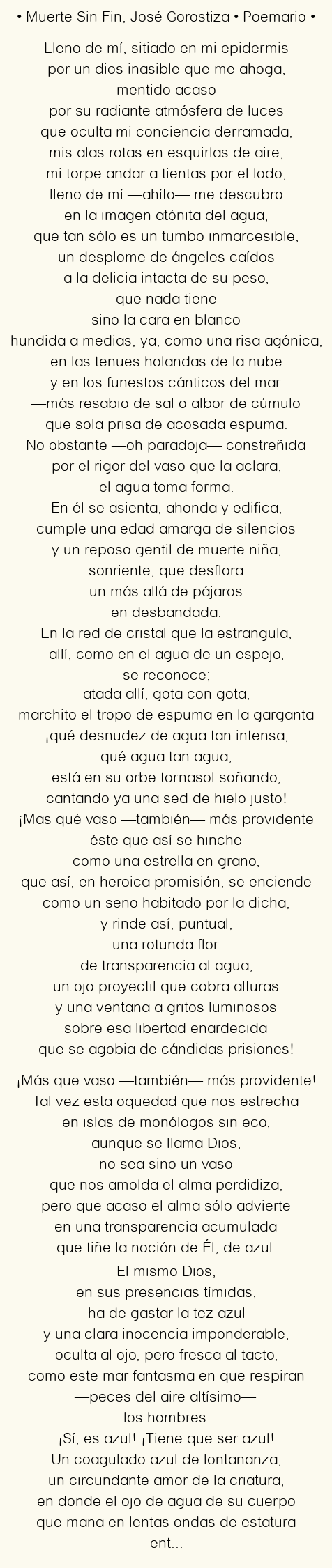Imagen con el poema Muerte Sin Fin, por José Gorostiza