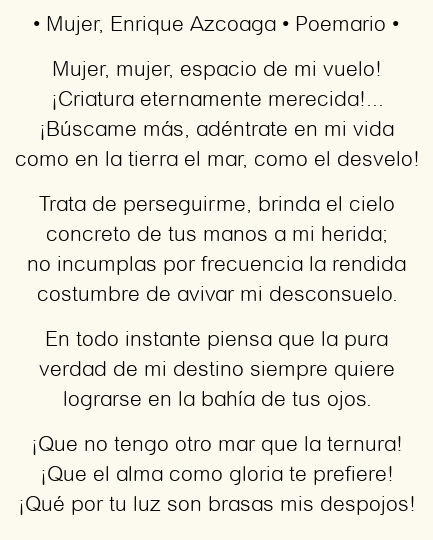 Imagen con el poema Mujer, por Enrique Azcoaga