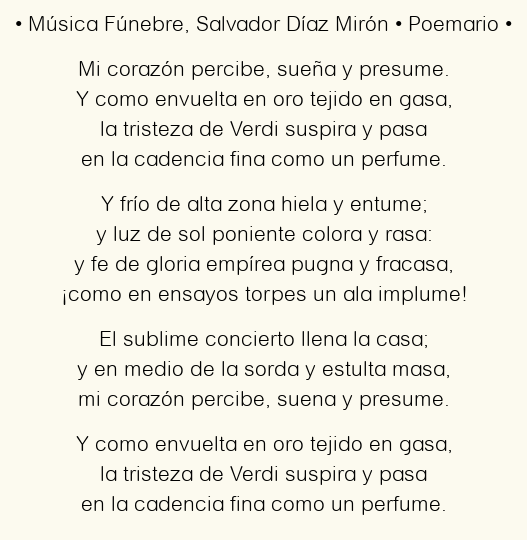 Imagen con el poema Música Fúnebre, por Salvador Díaz Mirón