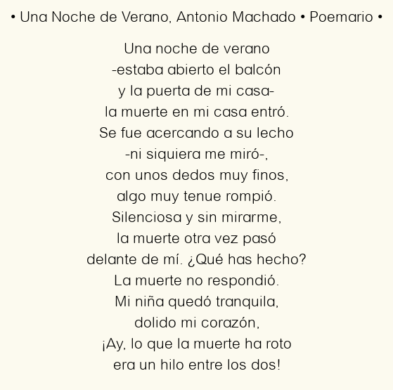 Imagen con el poema Una Noche de Verano, por Antonio Machado
