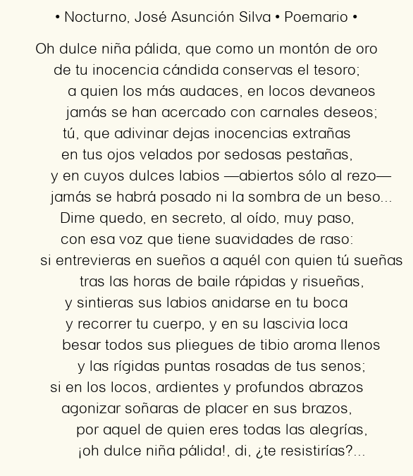 Imagen con el poema Nocturno, por José Asunción Silva