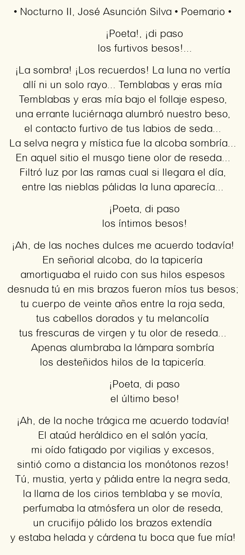 Imagen con el poema Nocturno II, por José Asunción Silva