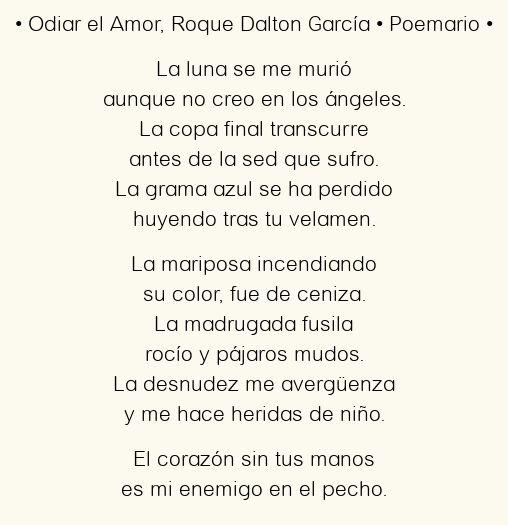 Imagen con el poema Odiar el Amor, por Roque Dalton García