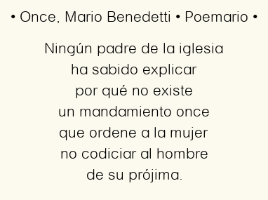 Imagen con el poema Once, por Mario Benedetti