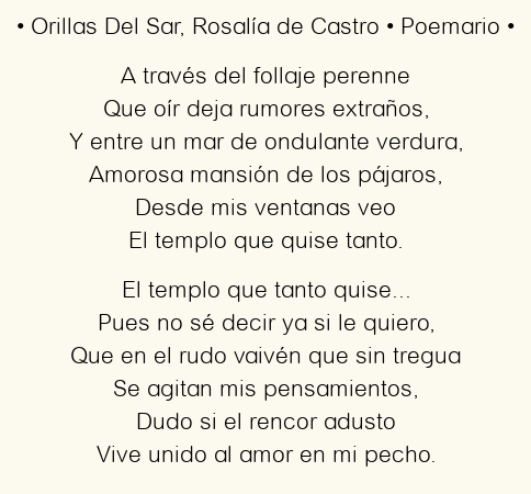 Imagen con el poema Orillas Del Sar, por Rosalía de Castro