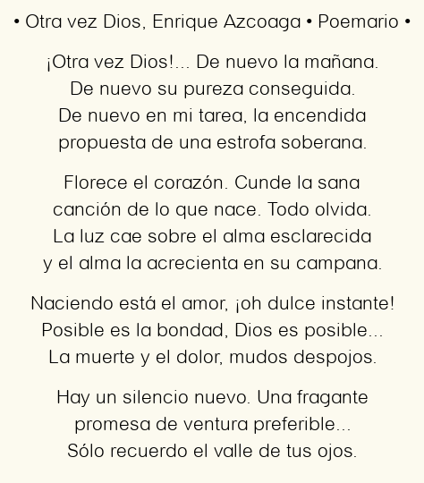Imagen con el poema Otra vez Dios, por Enrique Azcoaga