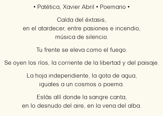 Imagen con el poema Patética, por Xavier Abril