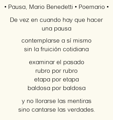 Pausa, por Mario Benedetti