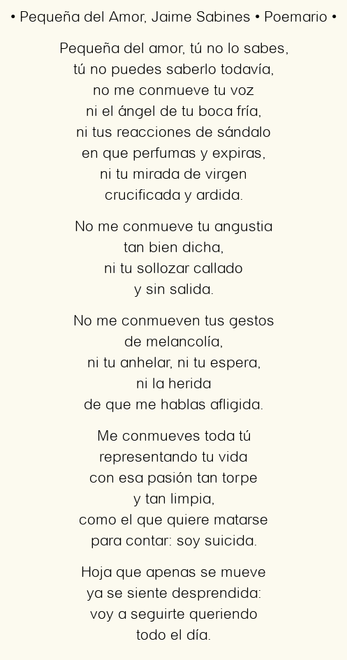 Imagen con el poema Pequeña del Amor, por Jaime Sabines