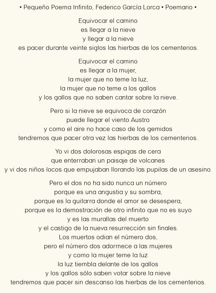Imagen con el poema Pequeño Poema Infinito, por Federico García Lorca