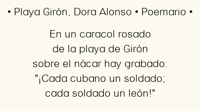 Imagen con el poema Playa Girón, por Dora Alonso