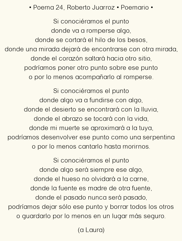 Imagen con el poema Poema 24, por Roberto Juarroz
