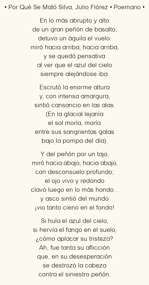 Imagen con el poema Por Qué Se Mató Silva, por Julio Flórez