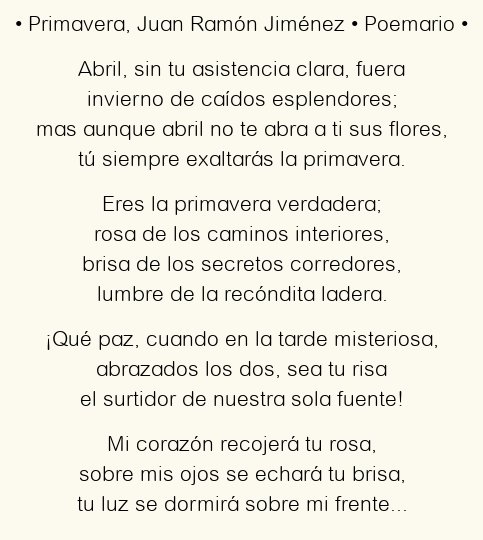 Imagen con el poema Primavera, por Juan Ramón Jiménez