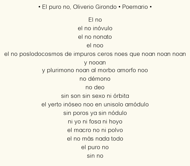 Imagen con el poema El puro no, por Oliverio Girondo