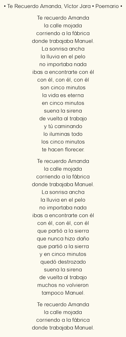 Te Recuerdo Amanda, por Víctor Jara