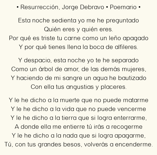 Imagen con el poema Resurrección, por Jorge Debravo