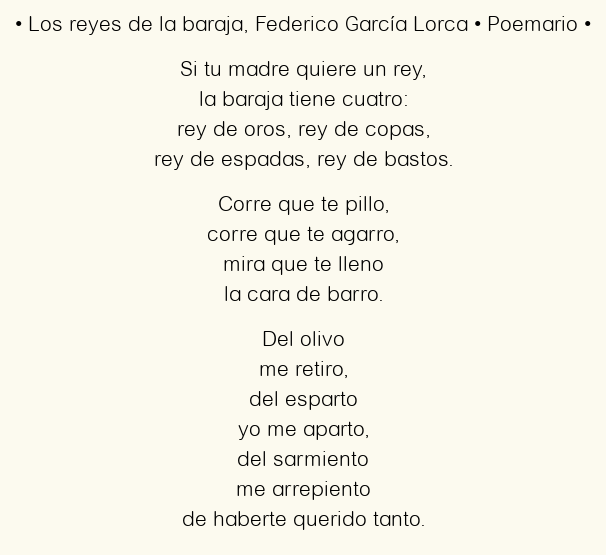 Imagen con el poema Los reyes de la baraja, por Federico García Lorca