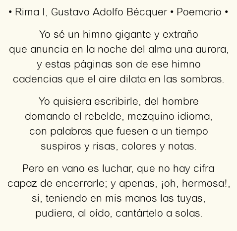 Imagen con el poema Rima I, por Gustavo Adolfo Bécquer