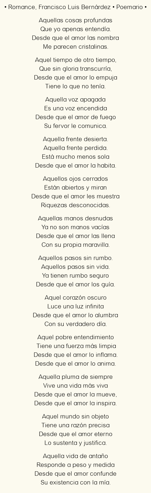 Imagen con el poema Romance, por Francisco Luis Bernárdez