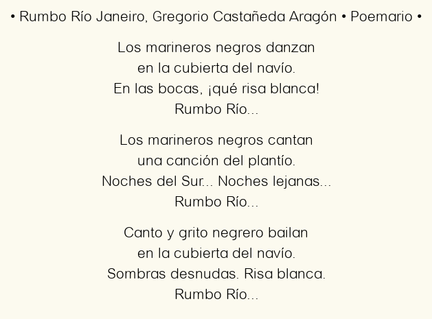 Imagen con el poema Rumbo Río Janeiro, por Gregorio Castañeda Aragón