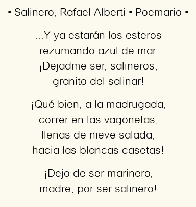 Imagen con el poema Salinero, por Rafael Alberti