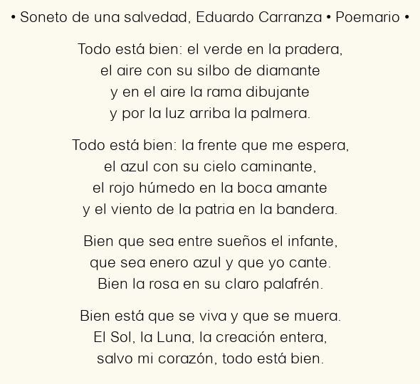Imagen con el poema Soneto de una salvedad, por Eduardo Carranza