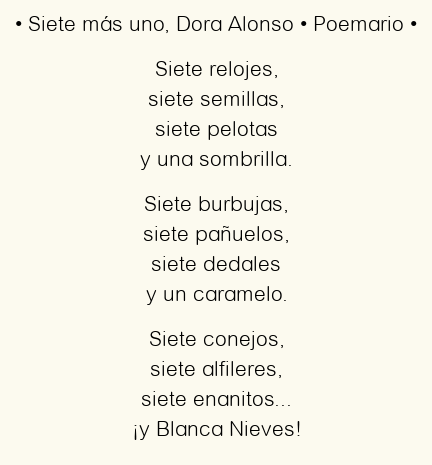Imagen con el poema Siete más uno, por Dora Alonso