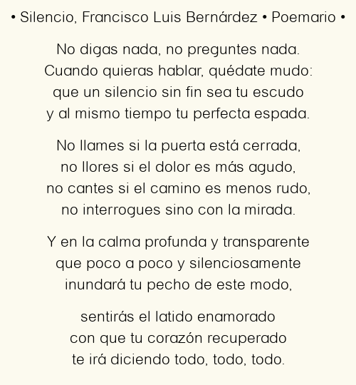 Imagen con el poema Silencio, por Francisco Luis Bernárdez