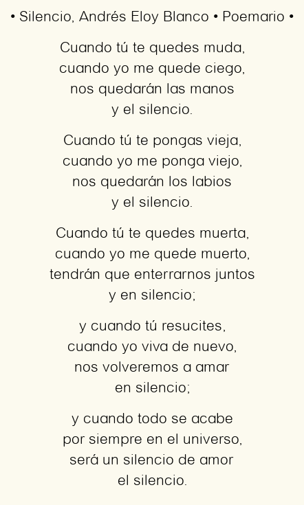 Imagen con el poema Silencio, por Andrés Eloy Blanco