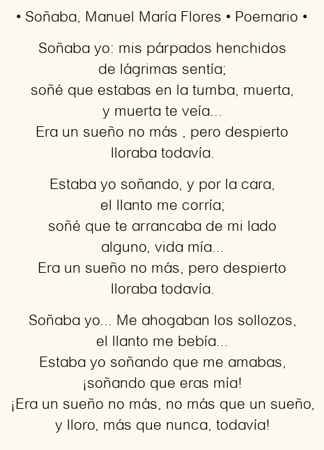 Imagen con el poema Soñaba, por Manuel María Flores