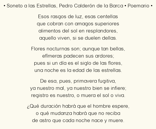 Soneto a las Estrellas, por Pedro Calderón de la Barca