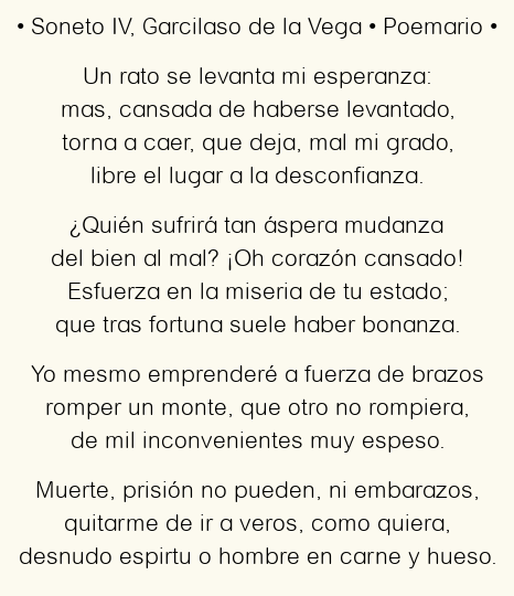 Imagen con el poema Soneto IV, por Garcilaso de la Vega
