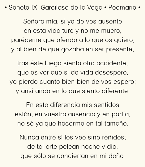 Imagen con el poema Soneto IX, por Garcilaso de la Vega