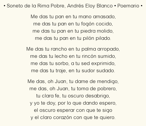 Soneto de la Rima Pobre, por Andrés Eloy Blanco