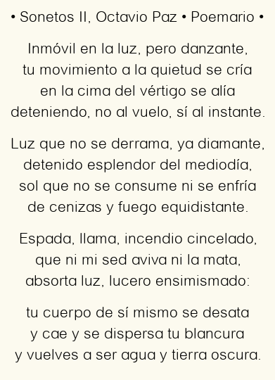 Imagen con el poema Sonetos II, por Octavio Paz
