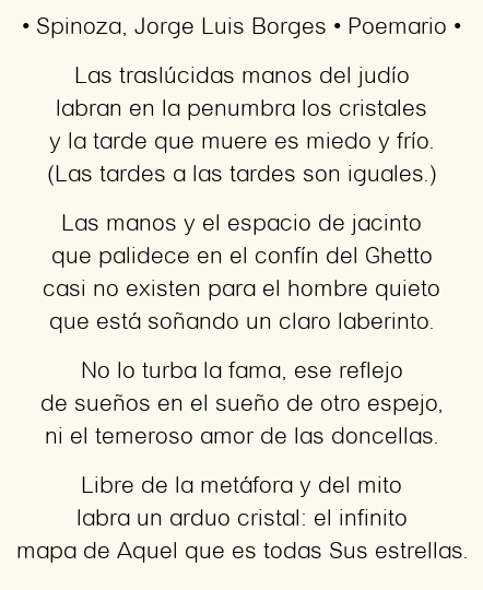 Imagen con el poema Spinoza, por Jorge Luis Borges
