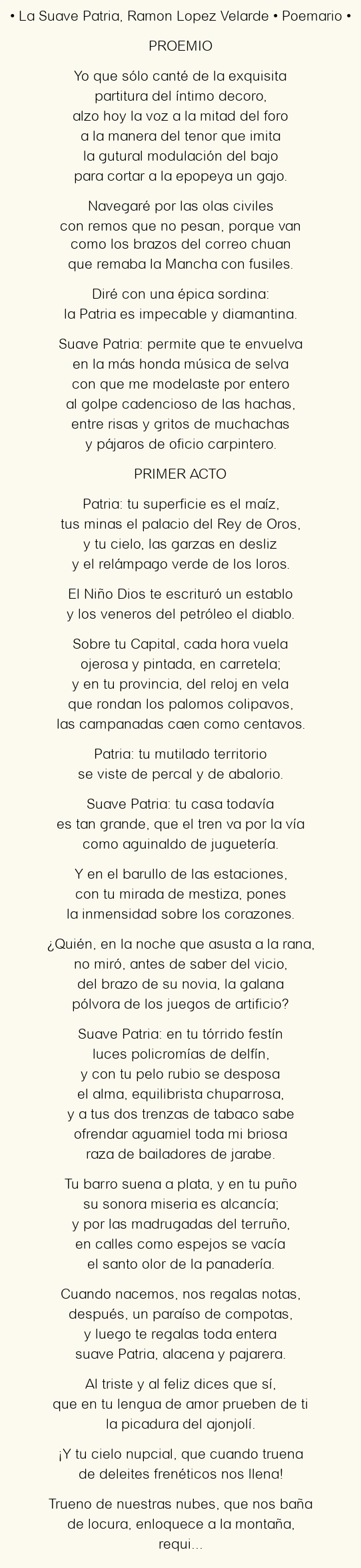Imagen con el poema La Suave Patria, por Ramon Lopez Velarde
