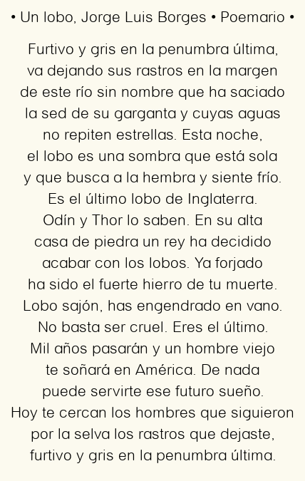 Imagen con el poema Un lobo, por Jorge Luis Borges
