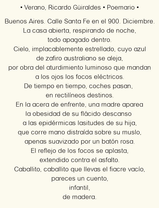Imagen con el poema Verano, por Ricardo Güiraldes