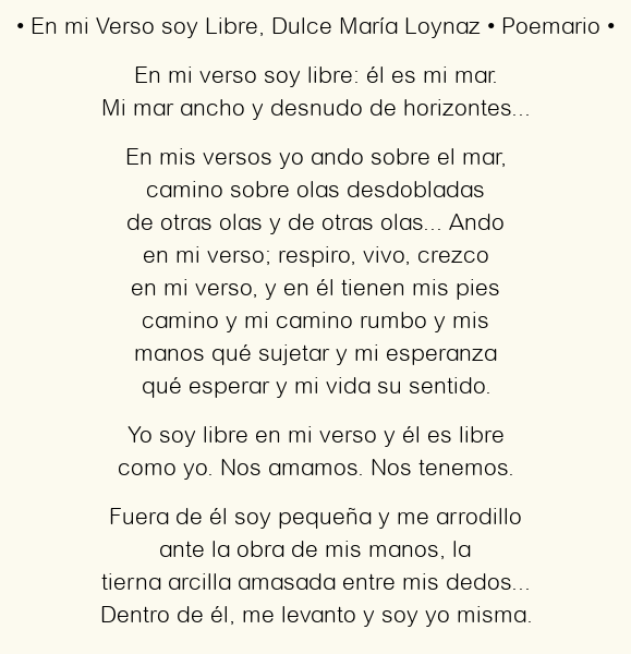 En mi Verso soy Libre, por Dulce María Loynaz