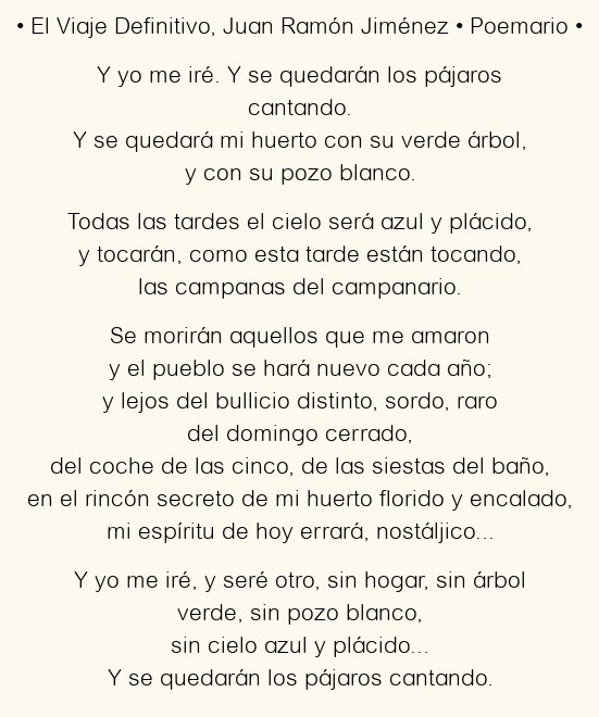 Imagen con el poema El Viaje Definitivo, por Juan Ramón Jiménez